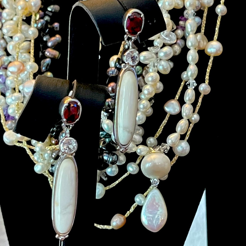 Sterling 1.75” White Buffalo, Garnet & Topaz